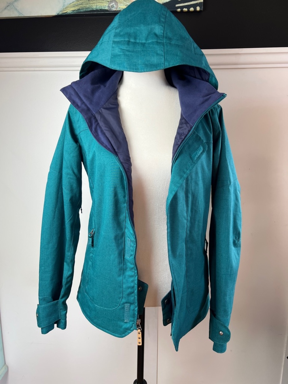 Burton Women's Teal Hooded DryRide Snowboarding Jacket Weather-Resistant